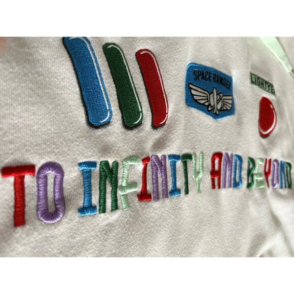 Disney Pixar Buzz Lightyear Hoodie - Small Cream, Embroidered Colorful Stripe - Picture 10 of 13